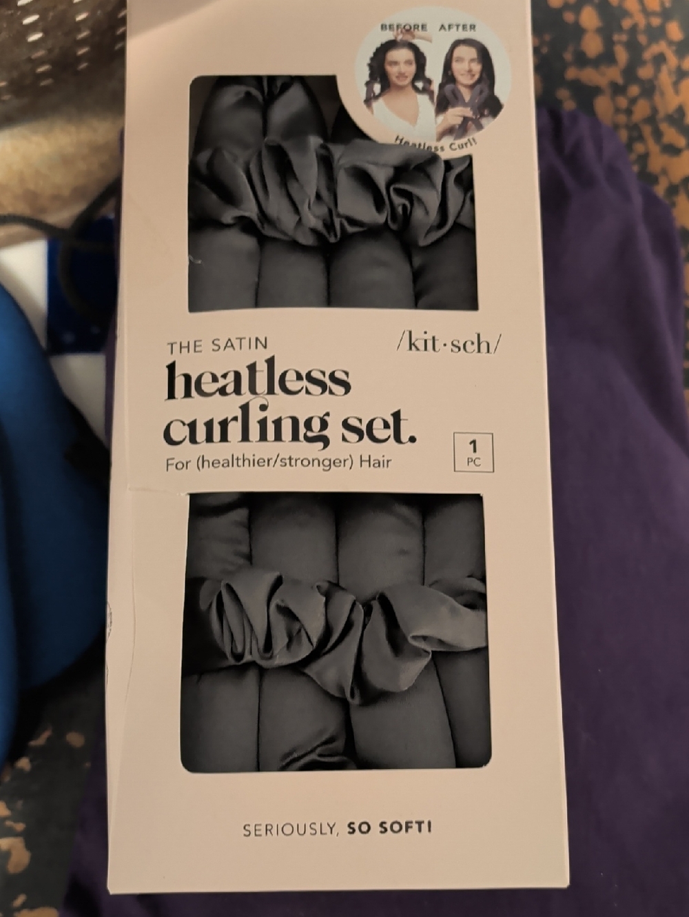 Kitsch Satin Heatless Curling Set - Black Satin